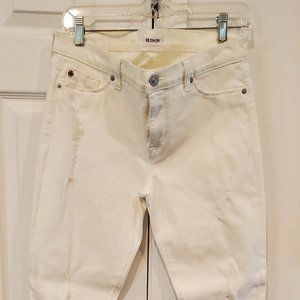 Hudson Mid-Rise Nico Super Skinny White Denim Distressed 29